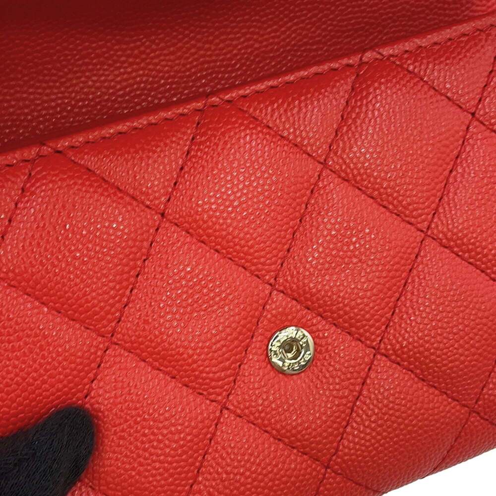 CHANEL Authentic Red Caviar Leather Logo Wallet - Picture 7 of 16